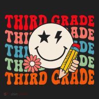 Groovy Retro Third Grade Back To School Students Teachers Beanie thumb 2