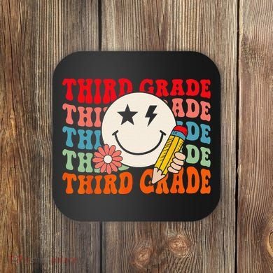Groovy Retro Third Grade Back To School Students Teachers Coaster
