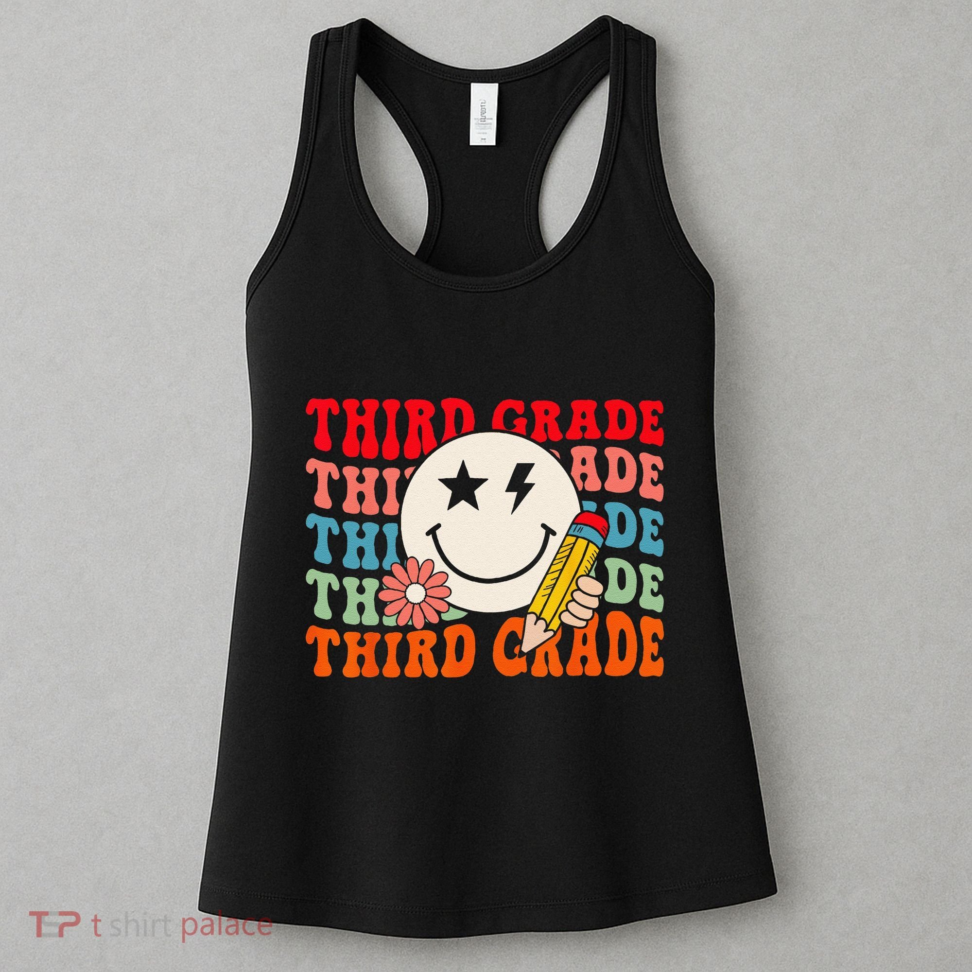 Groovy Retro Third Grade Back To School Students Teachers Women's Tank Top