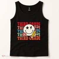 Groovy Retro Third Grade Back To School Students Teachers Tank Top thumb 2