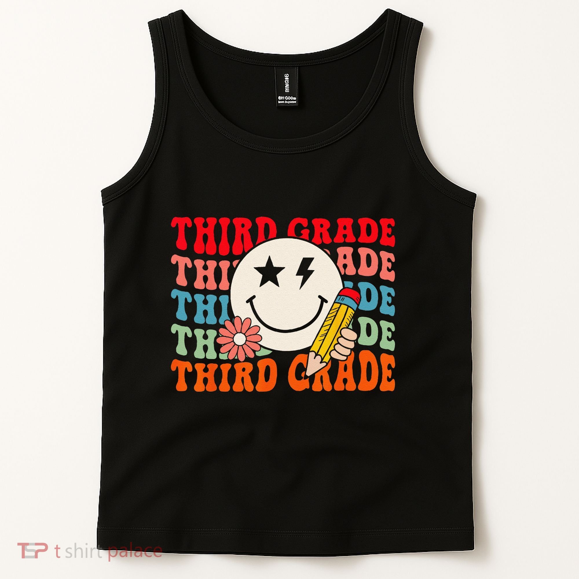 Groovy Retro Third Grade Back To School Students Teachers Tank Top