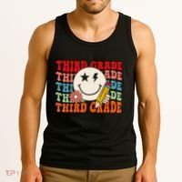 Groovy Retro Third Grade Back To School Students Teachers Tank Top thumb 3