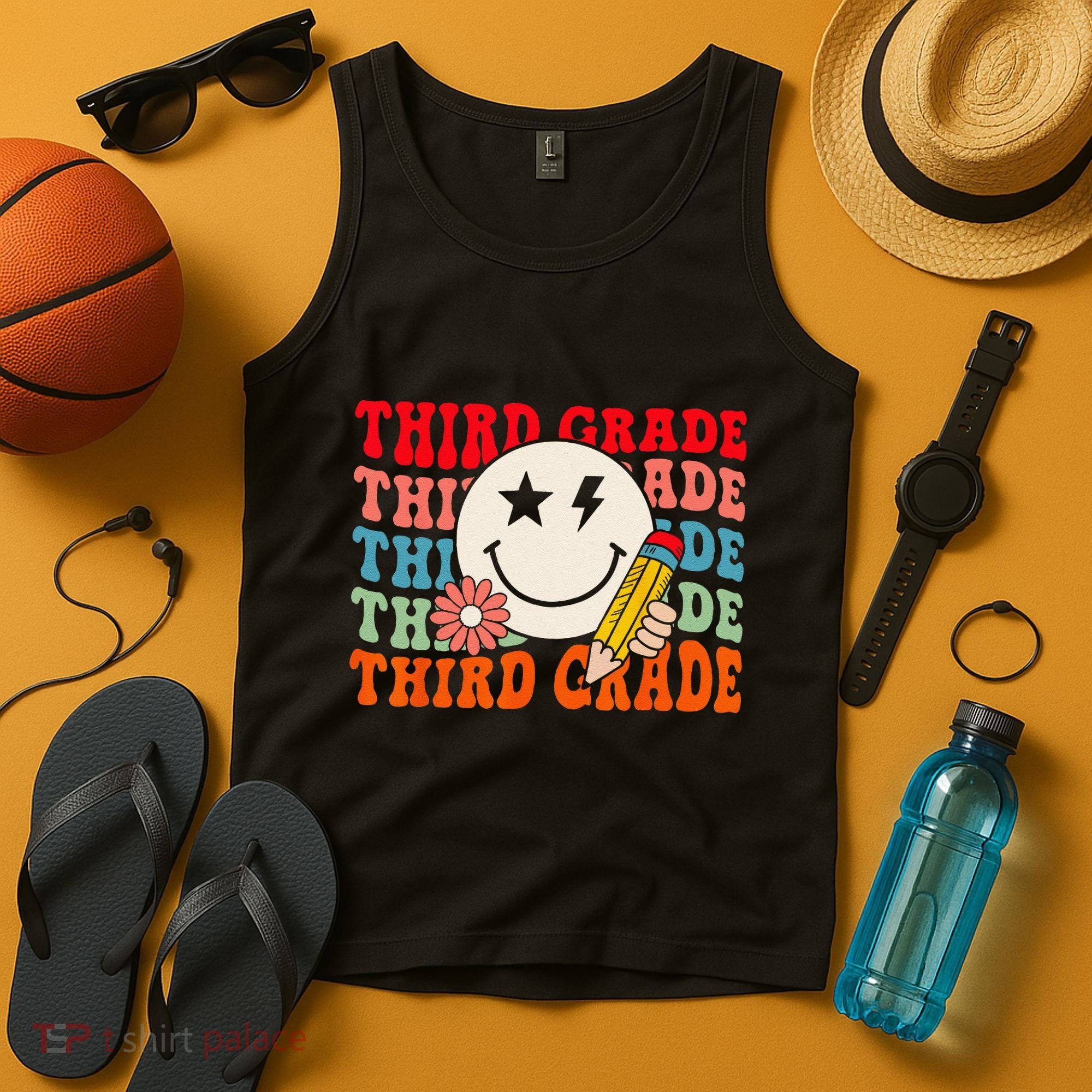 Groovy Retro Third Grade Back To School Students Teachers Tank Top