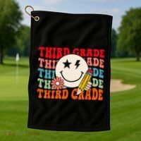 Groovy Retro Third Grade Back To School Students Teachers Golf Towel thumb 1