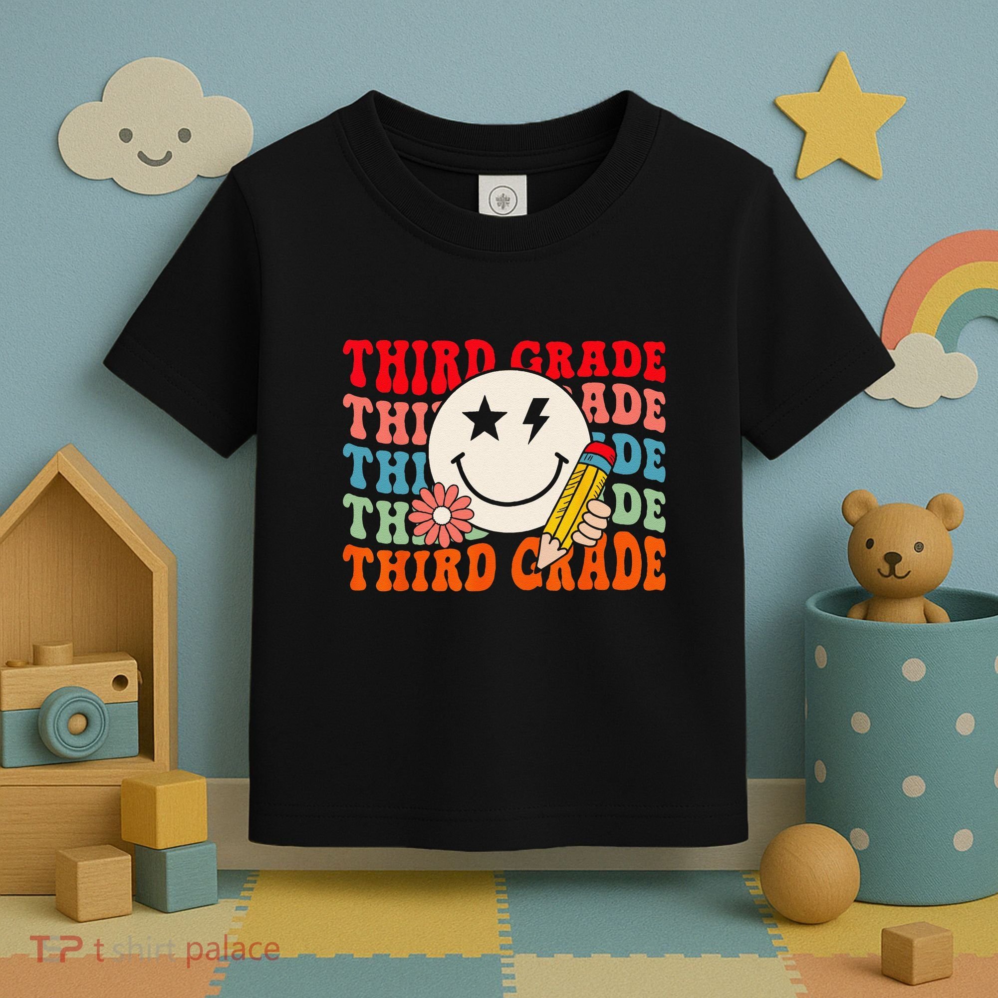 Groovy Retro Third Grade Back To School Students Teachers Toddler T-Shirt