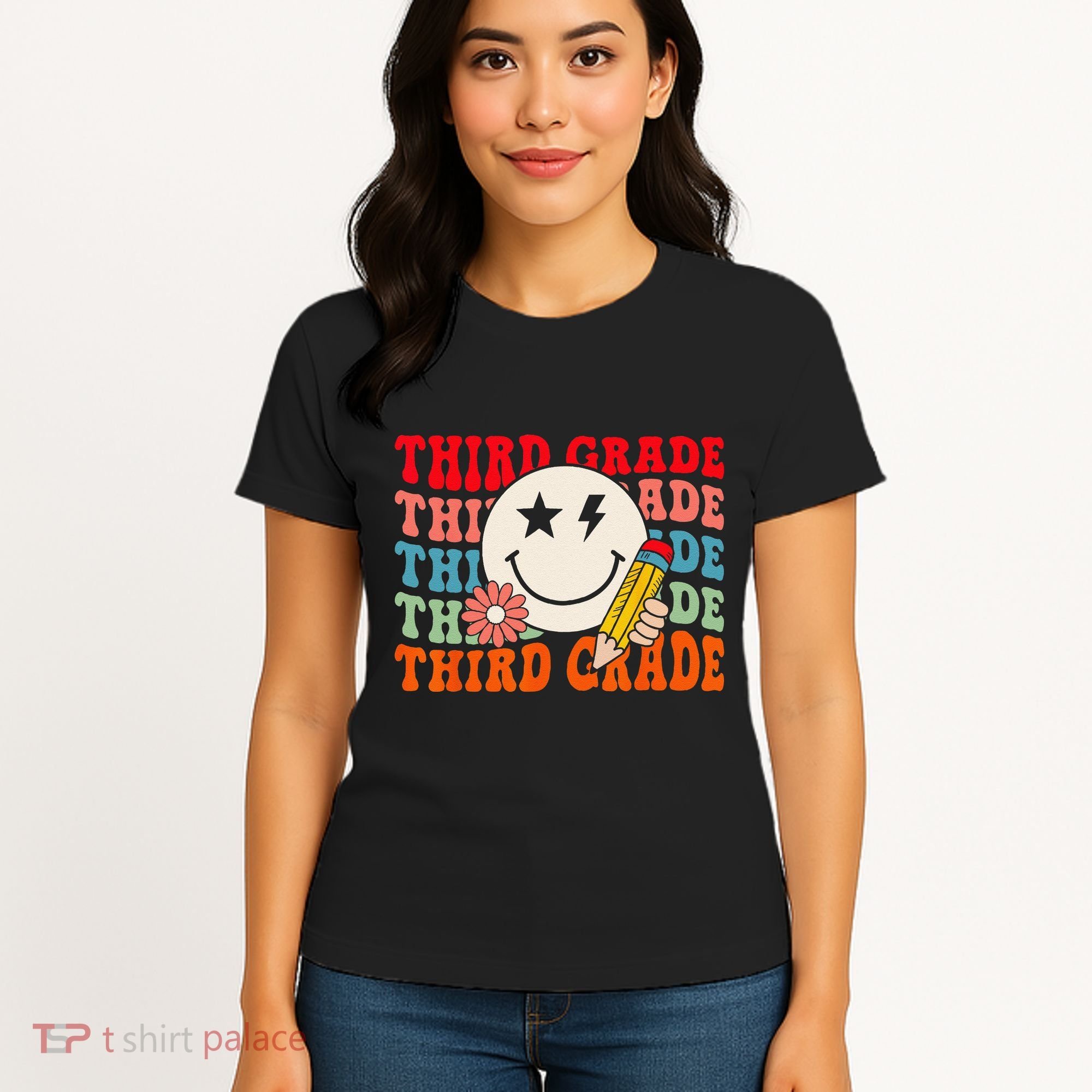 Groovy Retro Third Grade Back To School Students Teachers Women's T-Shirt