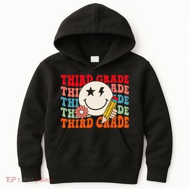 Groovy Retro Third Grade Back To School Students Teachers Kids Hoodie