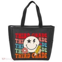 Groovy Retro Third Grade Back To School Students Teachers Tote Bag thumb 0