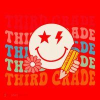 Groovy Retro Third Grade Back To School Students Teachers Santa Hat thumb 1