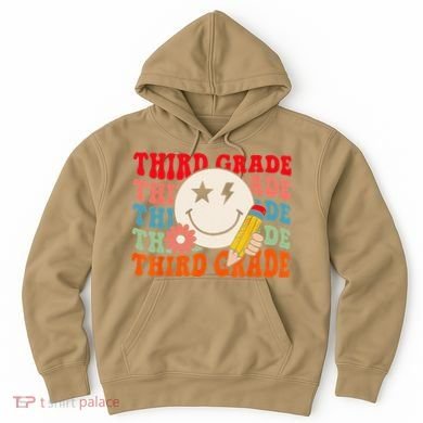 Groovy Retro Third Grade Back To School Students Teachers Hoodie