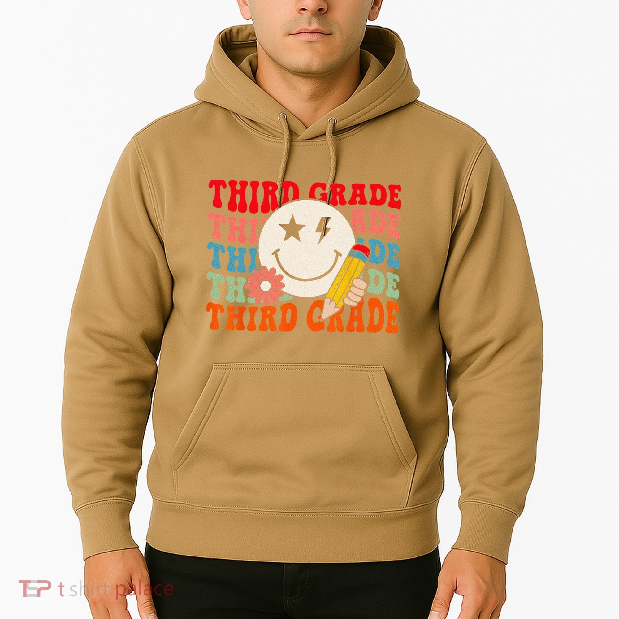 Groovy Retro Third Grade Back To School Students Teachers Hoodie