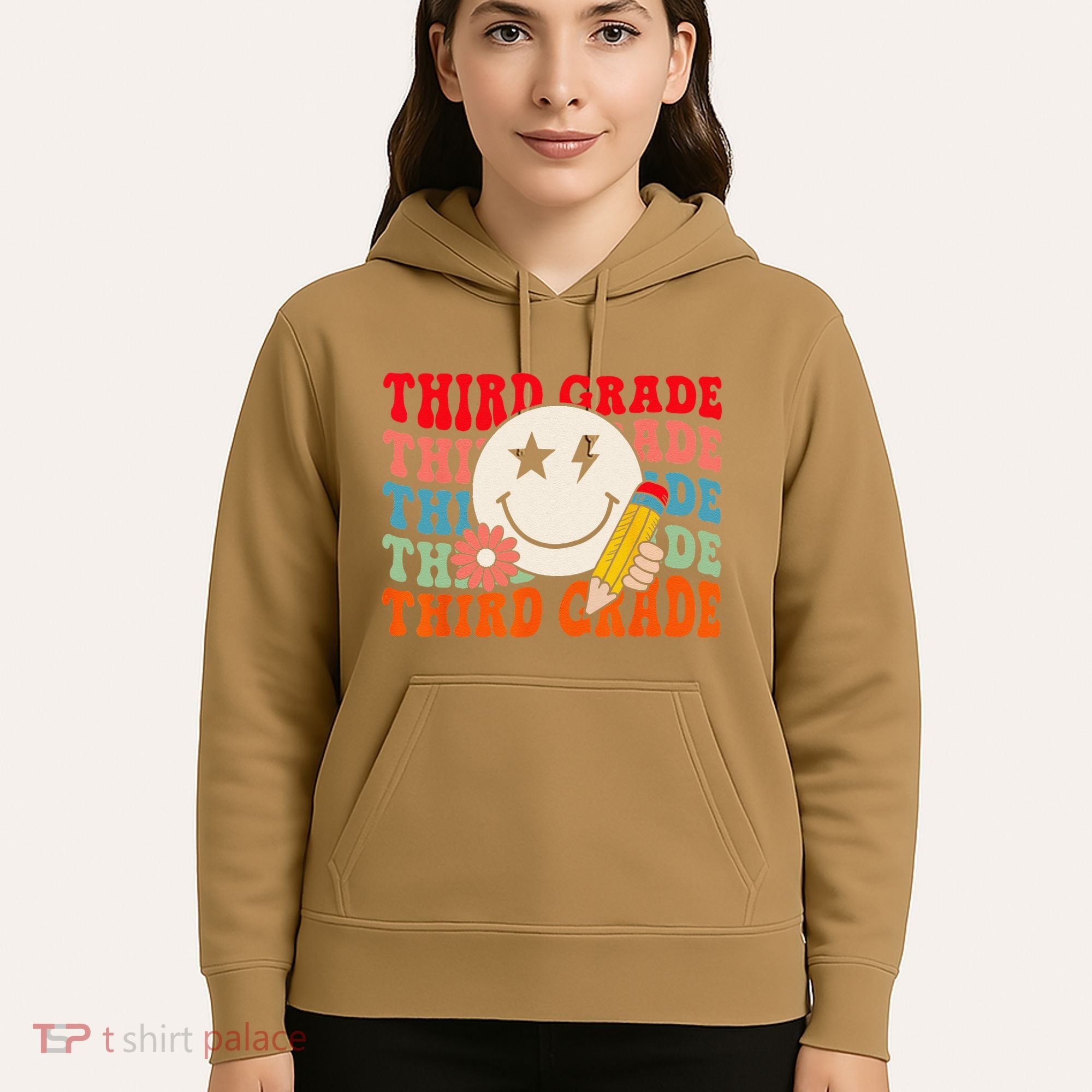 Groovy Retro Third Grade Back To School Students Teachers Hoodie