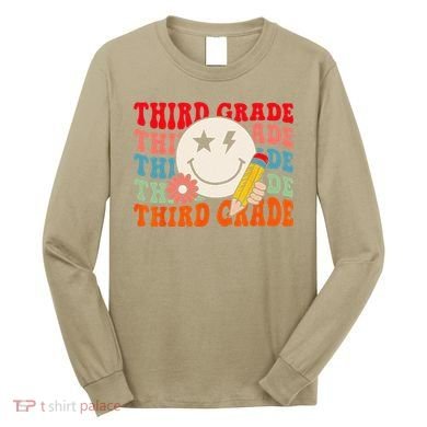 Groovy Retro Third Grade Back To School Students Teachers Long Sleeve Shirt