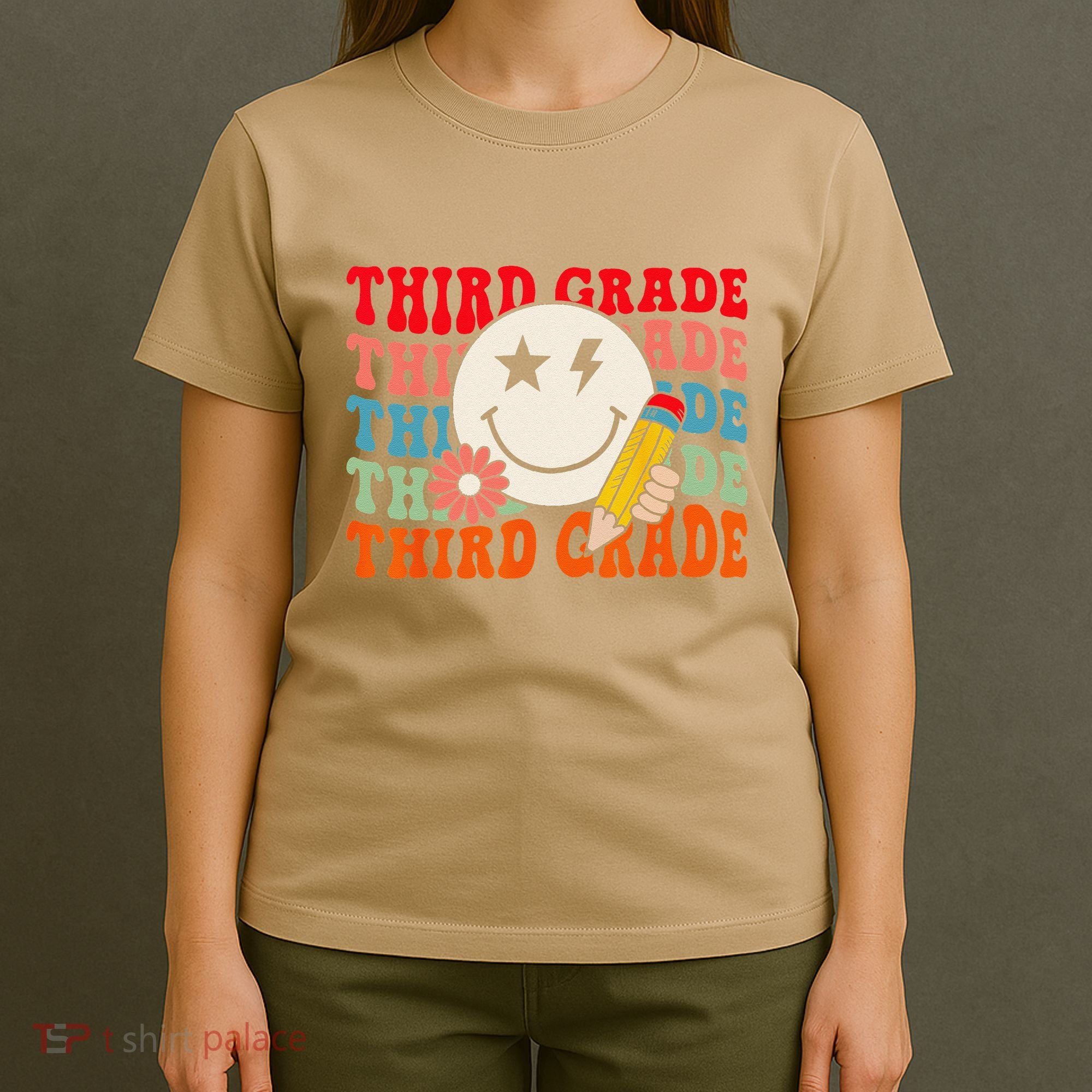 Groovy Retro Third Grade Back To School Students Teachers T-Shirt