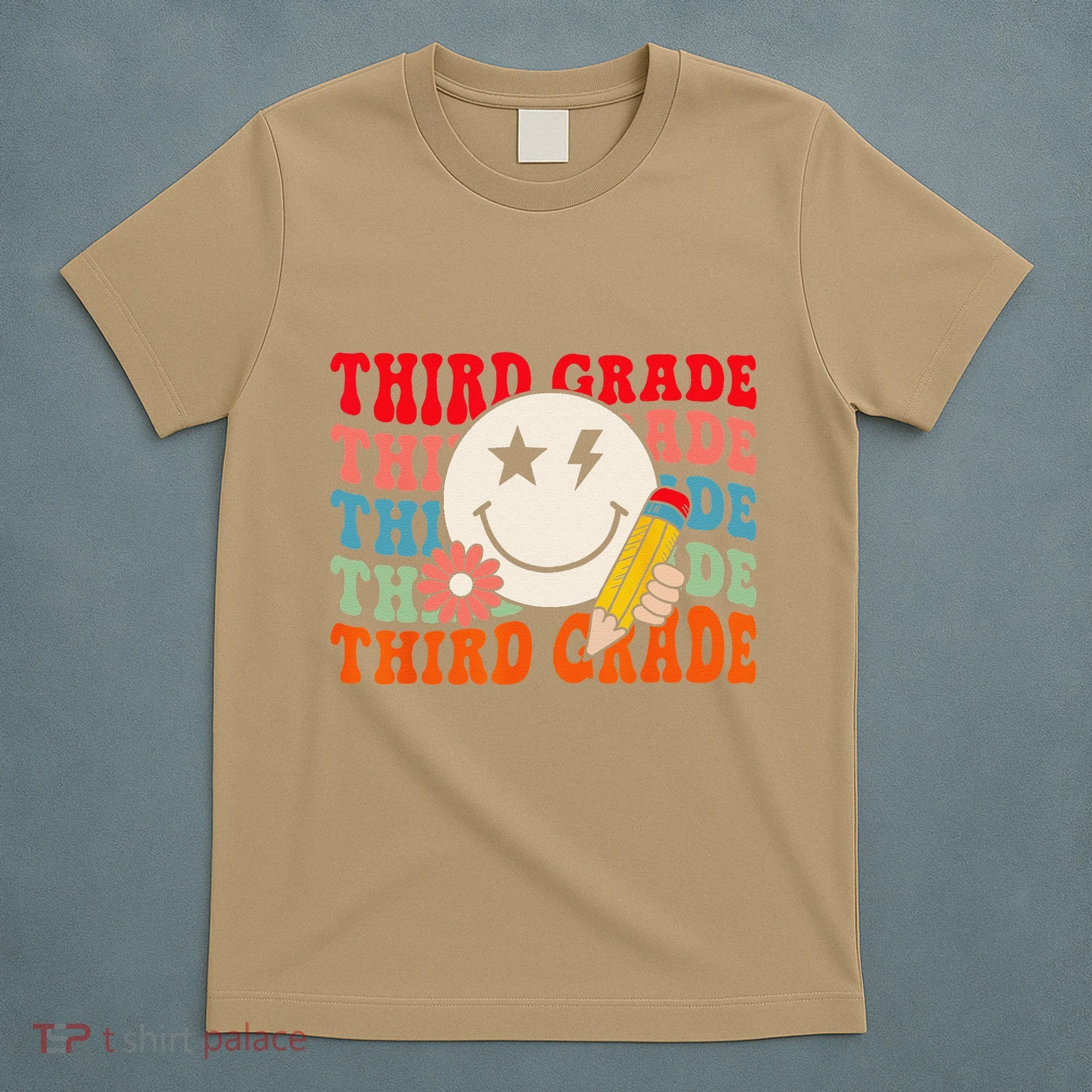 Groovy Retro Third Grade Back To School Students Teachers T-Shirt