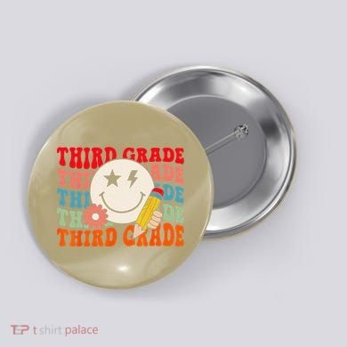 Groovy Retro Third Grade Back To School Students Teachers Button