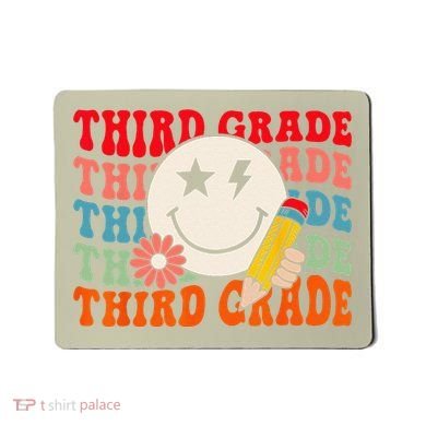 Groovy Retro Third Grade Back To School Students Teachers Mousepad