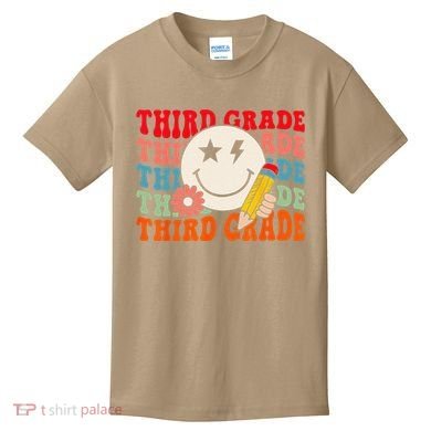 Groovy Retro Third Grade Back To School Students Teachers Kids T-Shirt