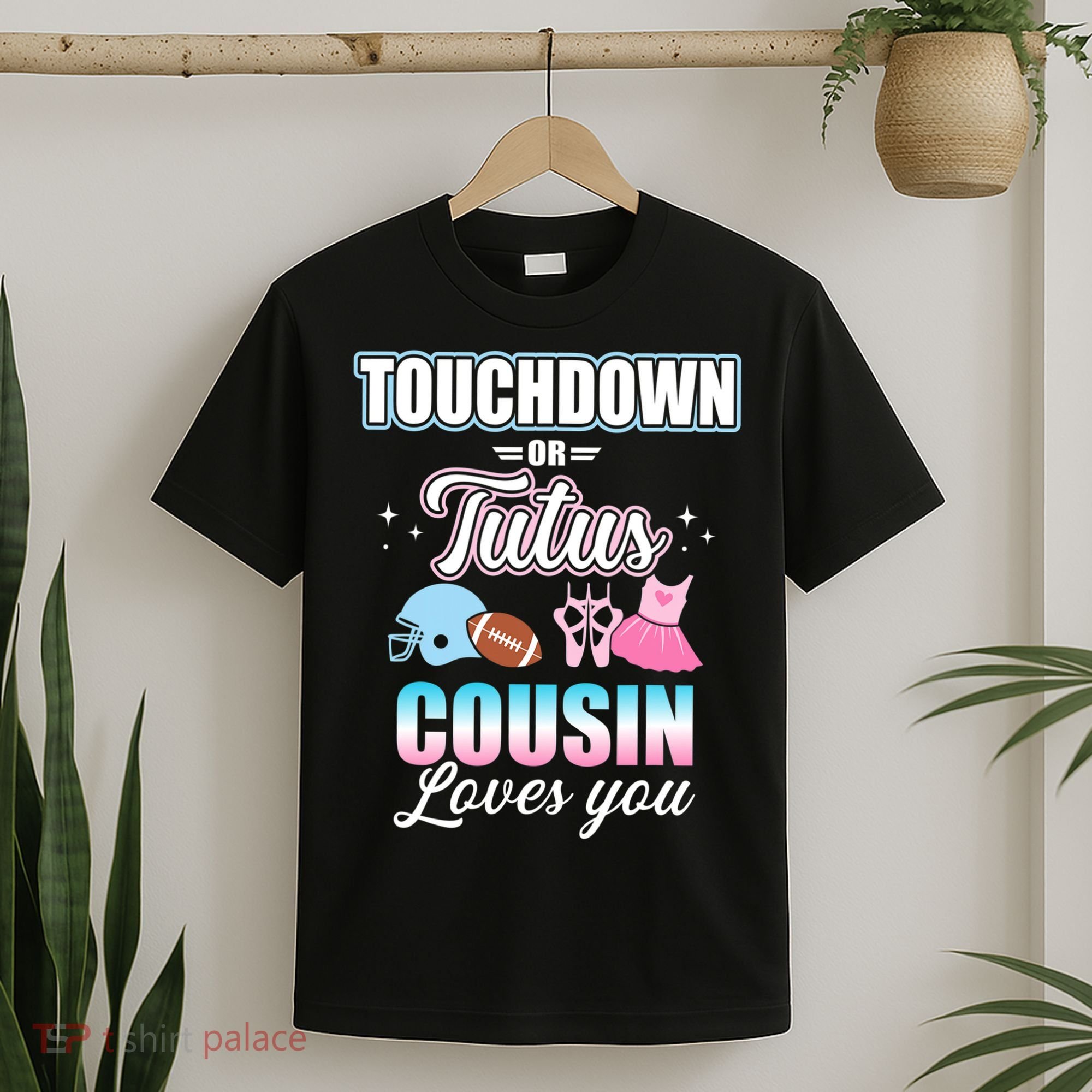 Gender Reveal Touchdowns Or Tutus Cousin Matching Baby Party T-Shirt