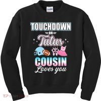 Gender Reveal Touchdowns Or Tutus Cousin Matching Baby Party Kids Sweatshirt thumb 0
