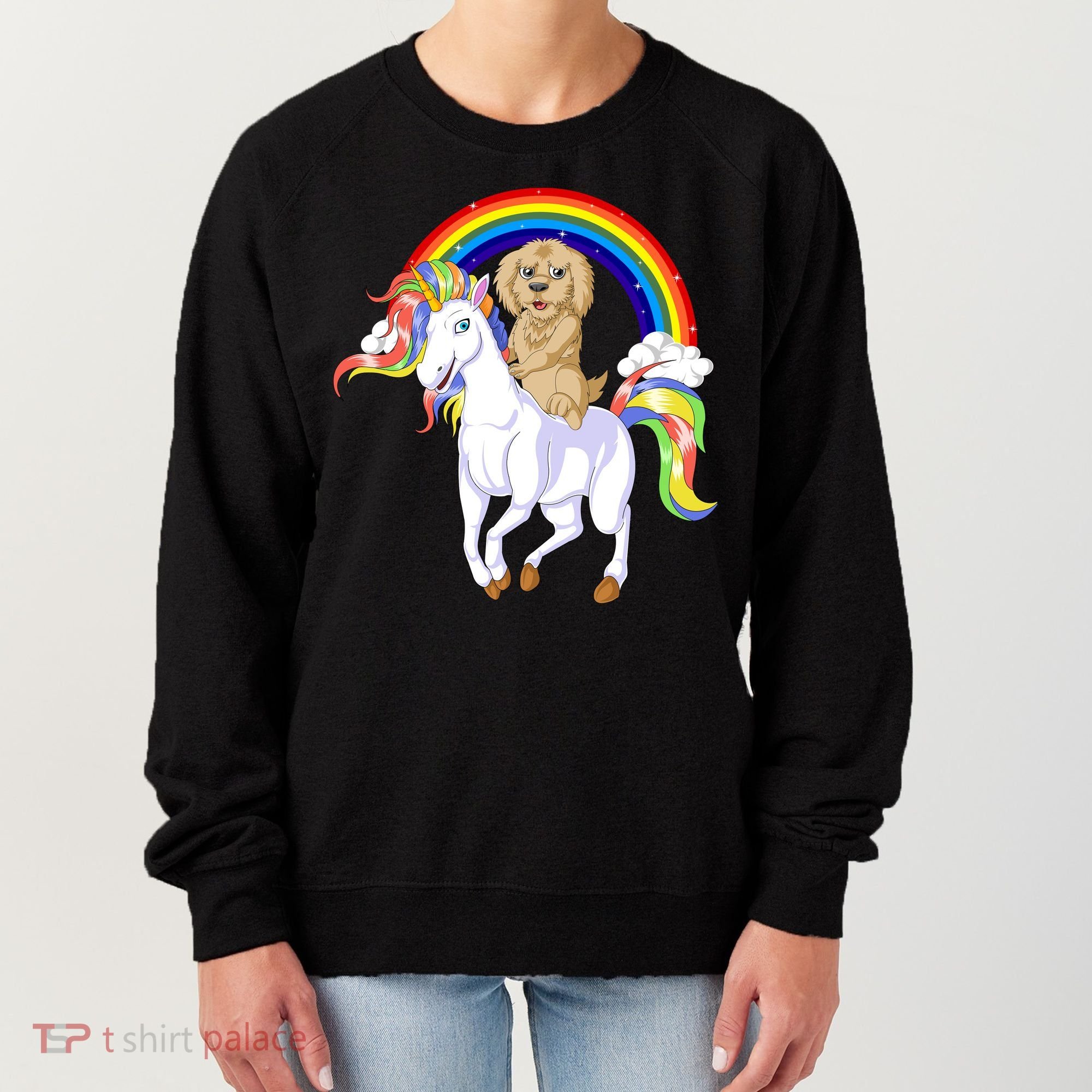 Goldendoodle Riding Unicorn Women's Sweatshirt