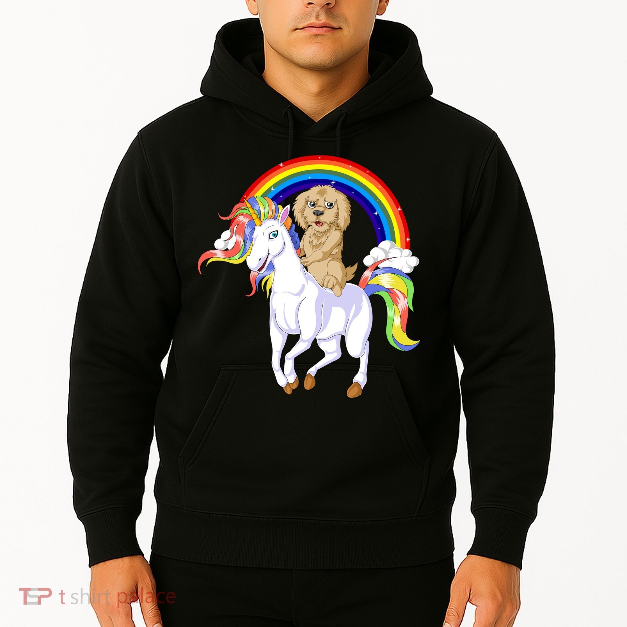 Goldendoodle Riding Unicorn Hoodie