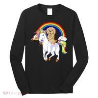 Goldendoodle Riding Unicorn Long Sleeve Shirt thumb 0
