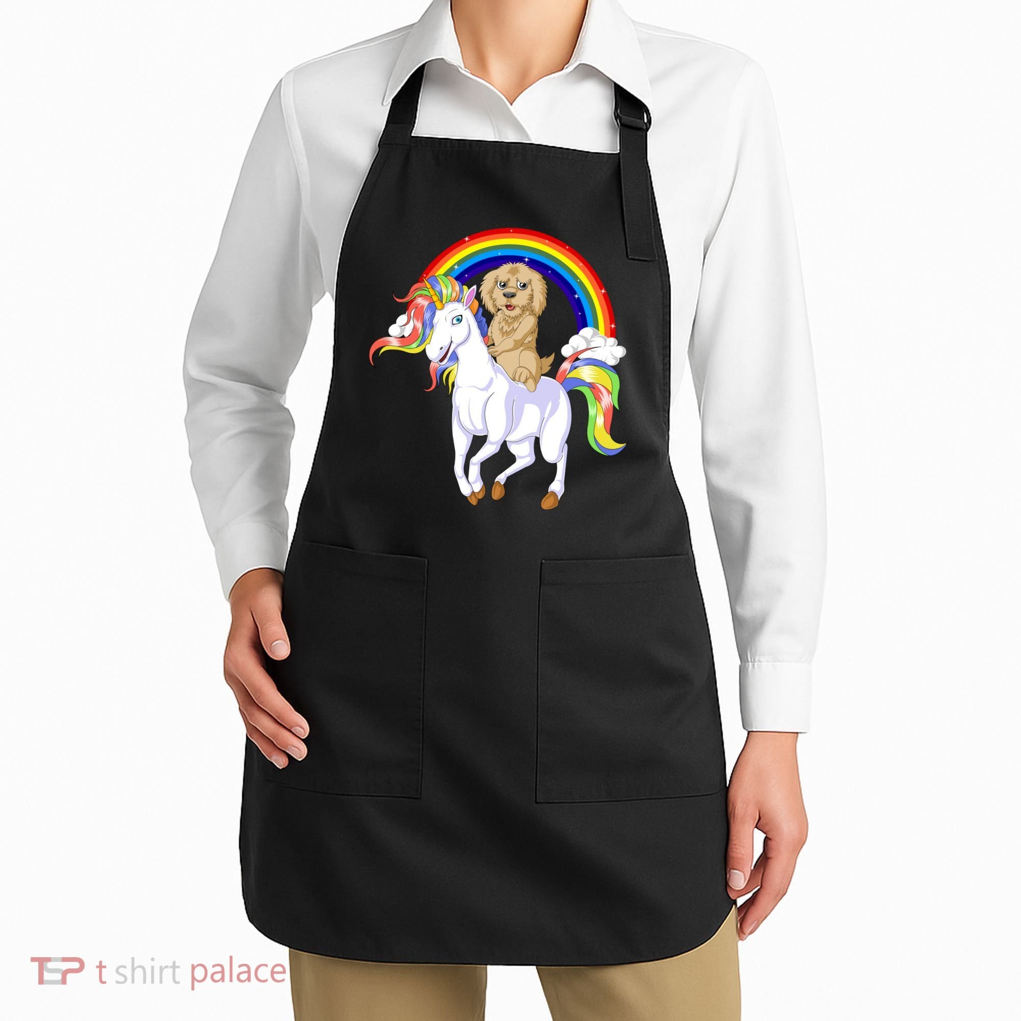 Goldendoodle Riding Unicorn Apron