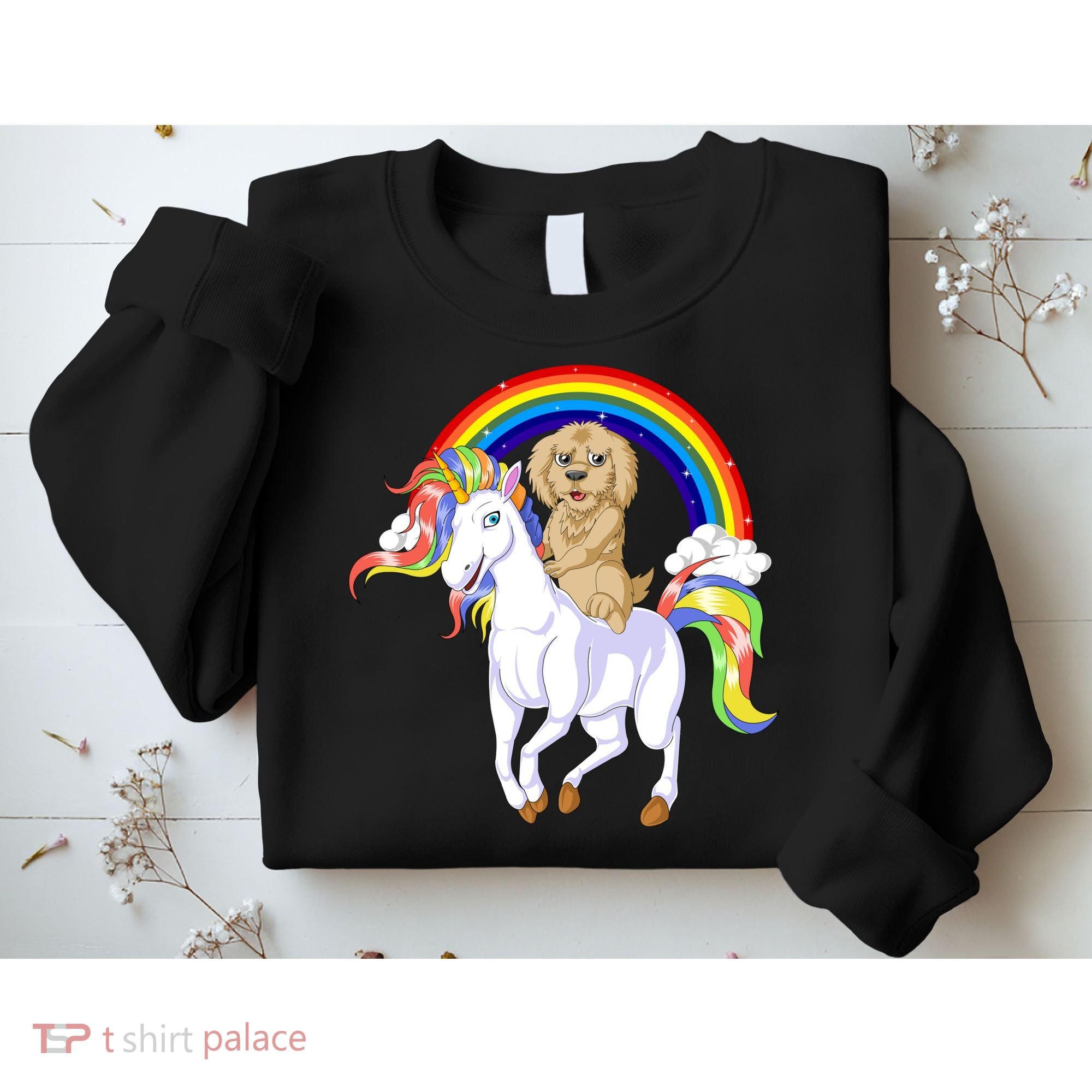 Goldendoodle Riding Unicorn Sweatshirt