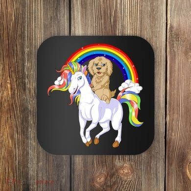 Goldendoodle Riding Unicorn Coaster