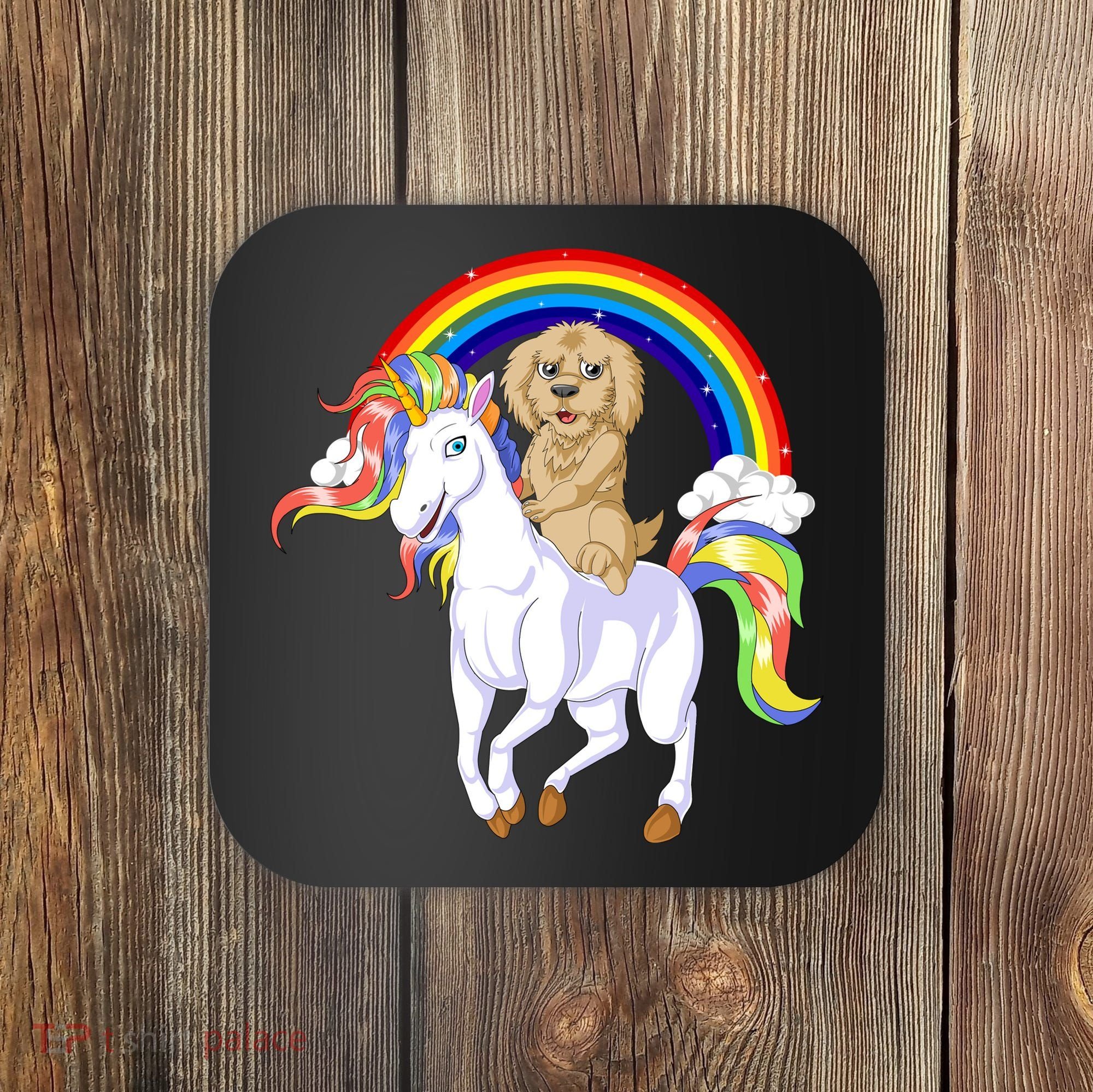 Goldendoodle Riding Unicorn Coaster