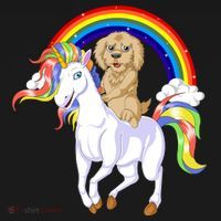 Goldendoodle Riding Unicorn Polo thumb 3