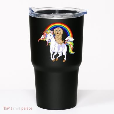Goldendoodle Riding Unicorn Tumbler