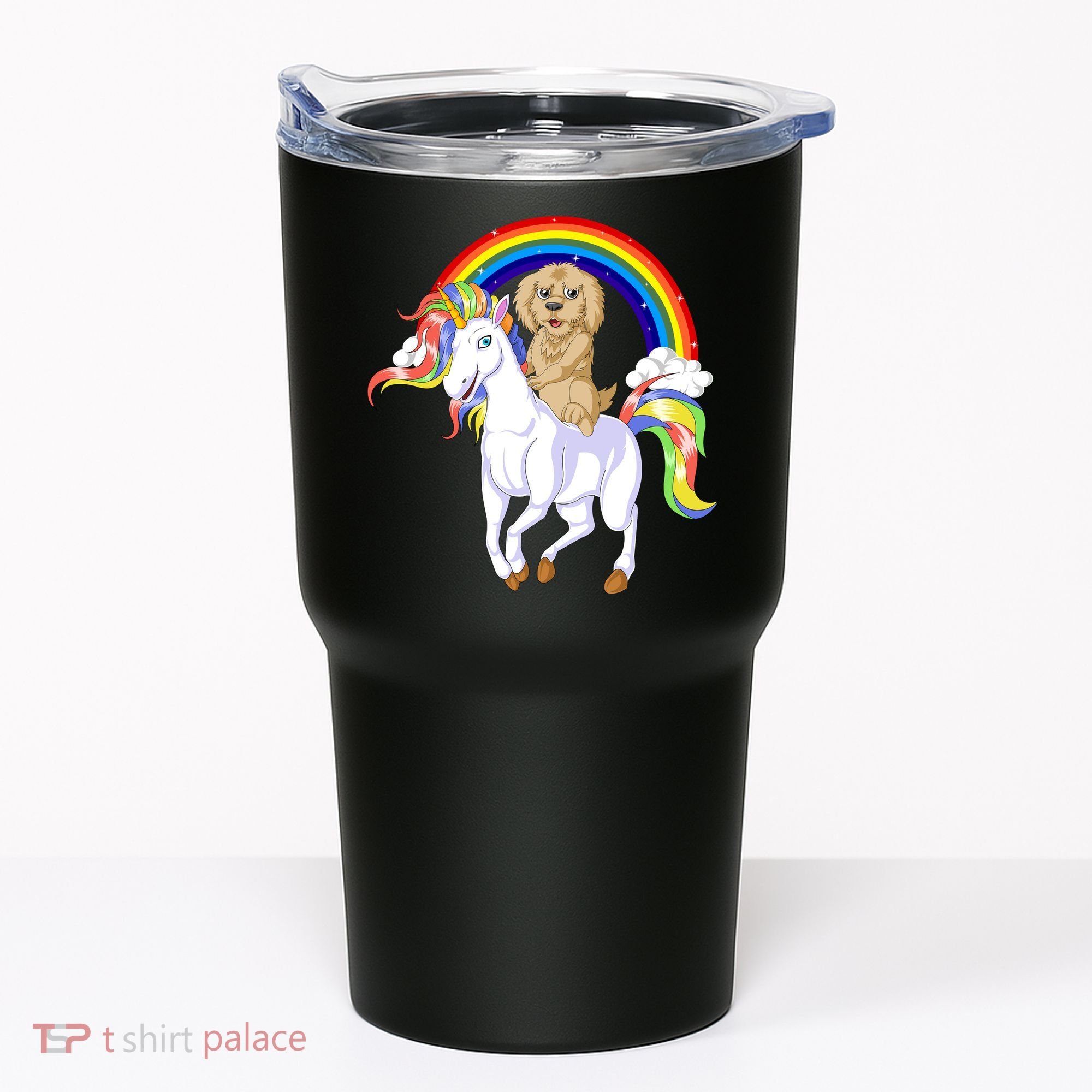 Goldendoodle Riding Unicorn Tumbler