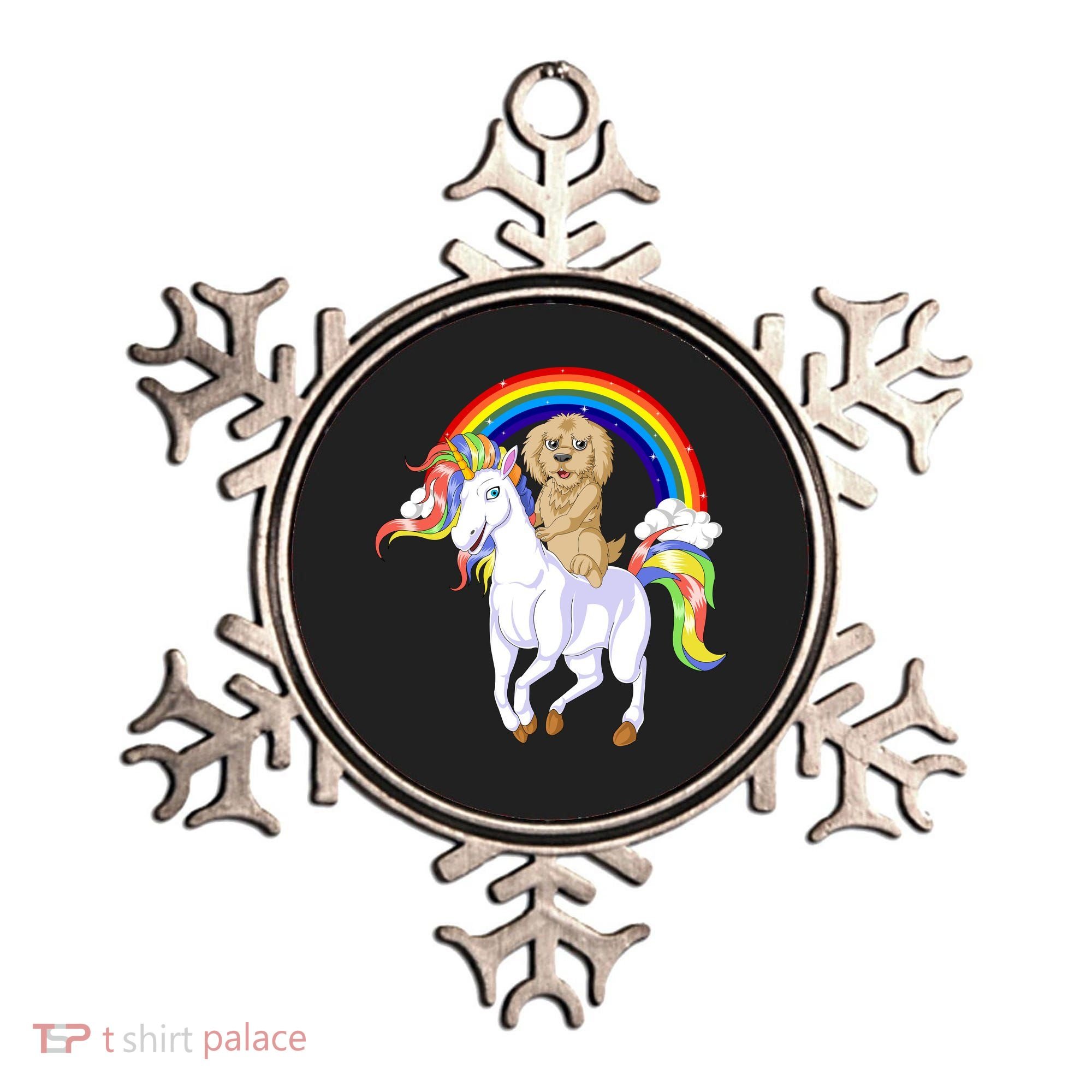 Goldendoodle Riding Unicorn Ornament