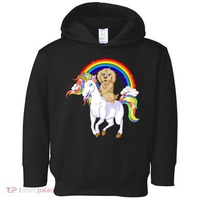 Goldendoodle Riding Unicorn Toddler Hoodie