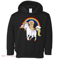 Goldendoodle Riding Unicorn Toddler Hoodie thumb 0