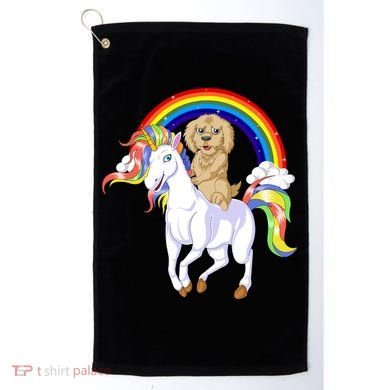 Goldendoodle Riding Unicorn Golf Towel