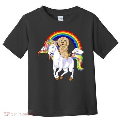 Goldendoodle Riding Unicorn Toddler T-Shirt