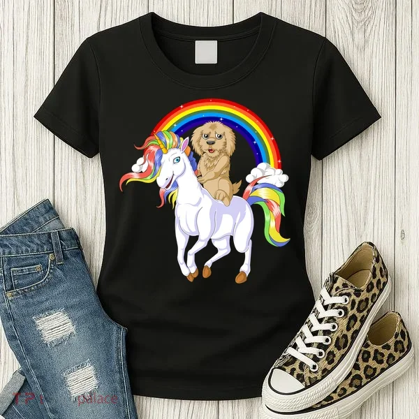 Goldendoodle Riding Unicorn Women's T-Shirt