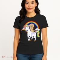 Goldendoodle Riding Unicorn Women's T-Shirt thumb 4