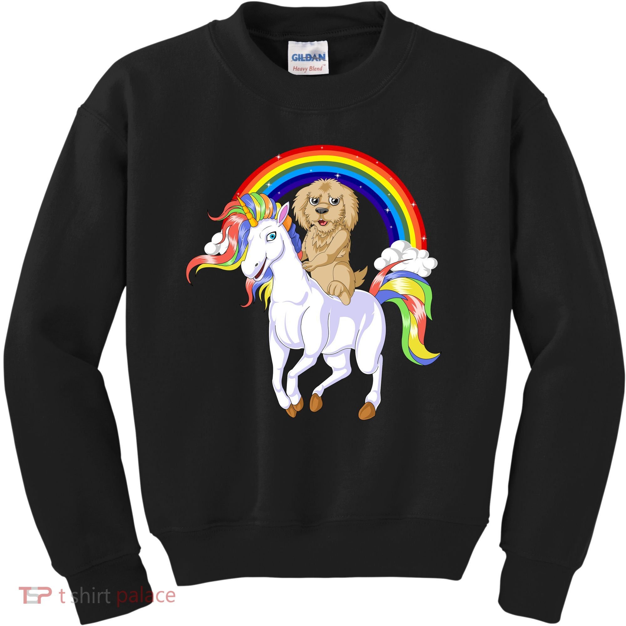 Goldendoodle Riding Unicorn Kids Sweatshirt