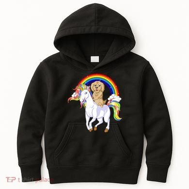 Goldendoodle Riding Unicorn Kids Hoodie