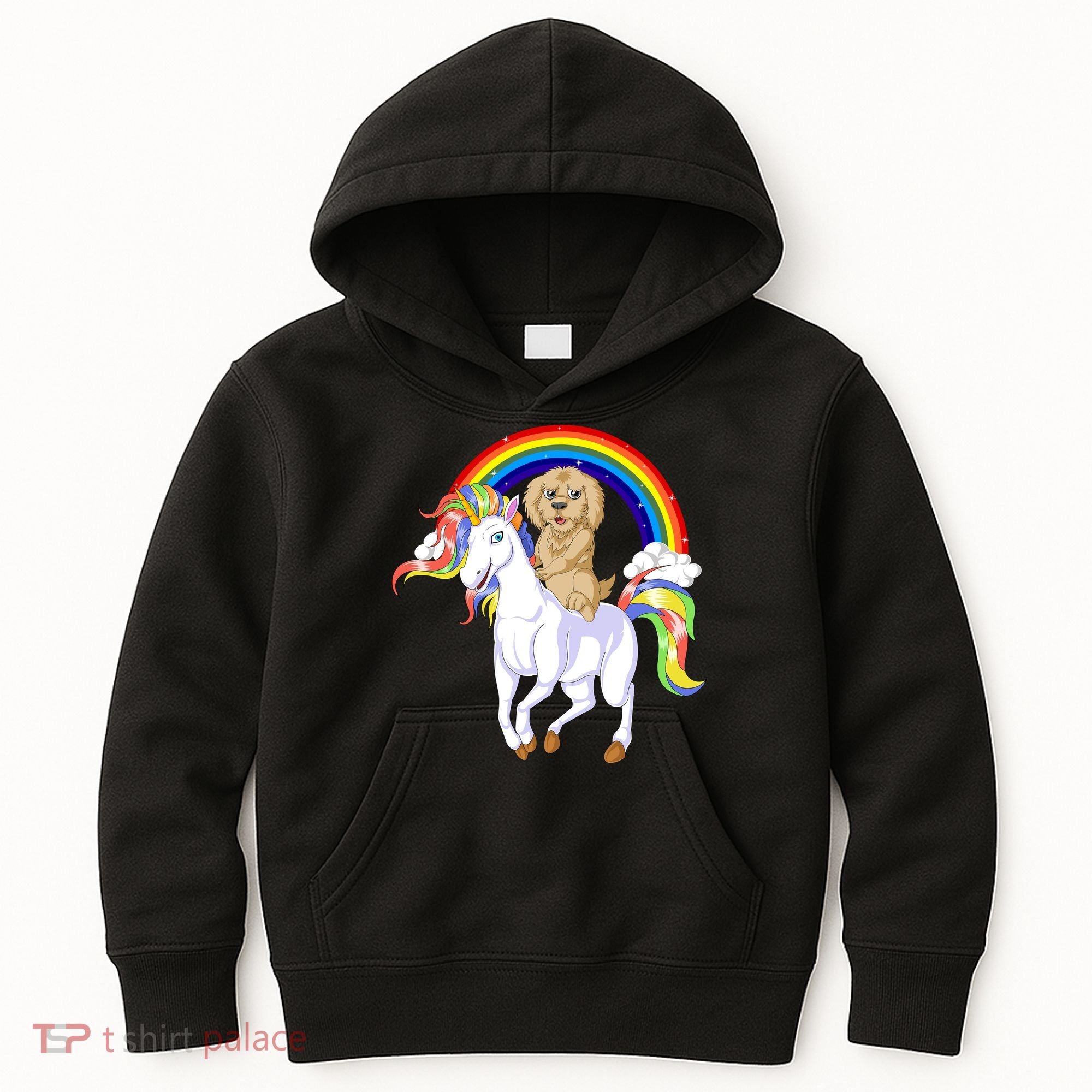Goldendoodle Riding Unicorn Kids Hoodie