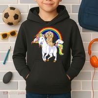 Goldendoodle Riding Unicorn Kids Hoodie thumb 2