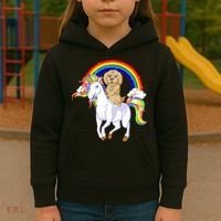 Goldendoodle Riding Unicorn Kids Hoodie thumb 3