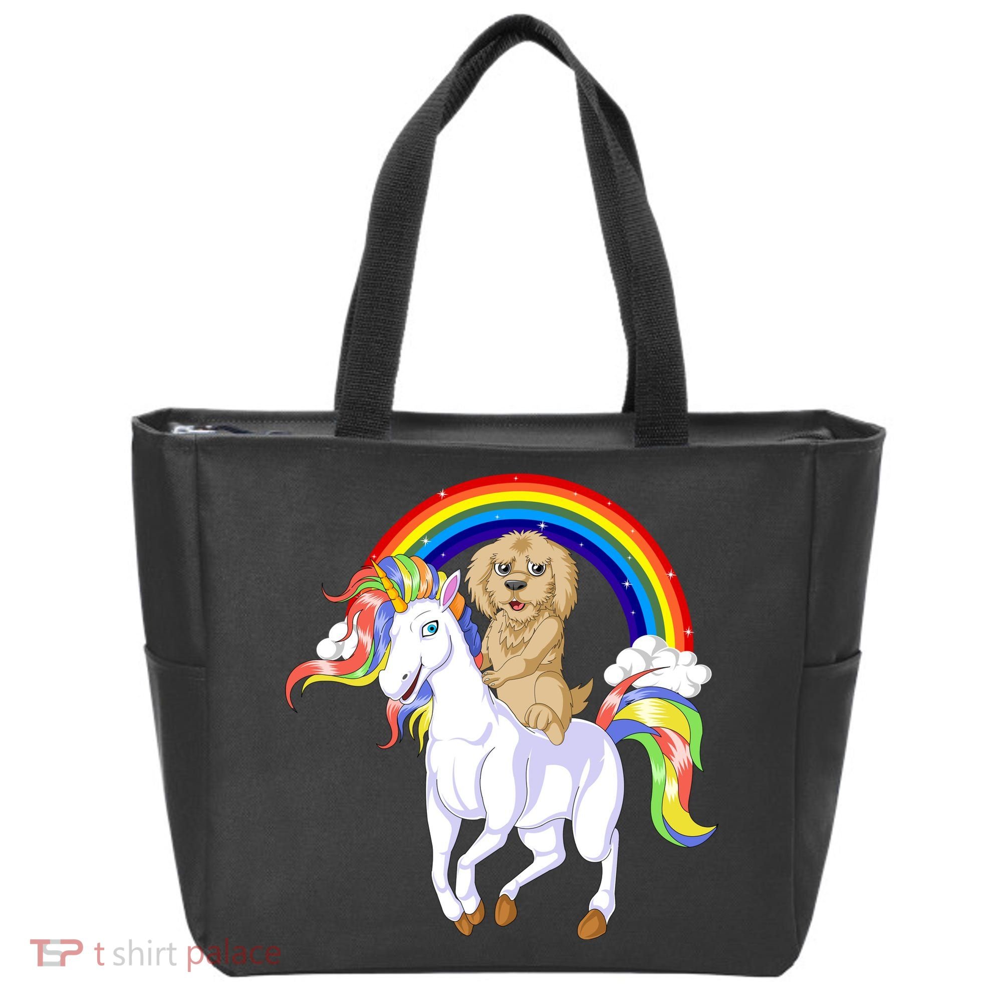 Goldendoodle Riding Unicorn Tote Bag