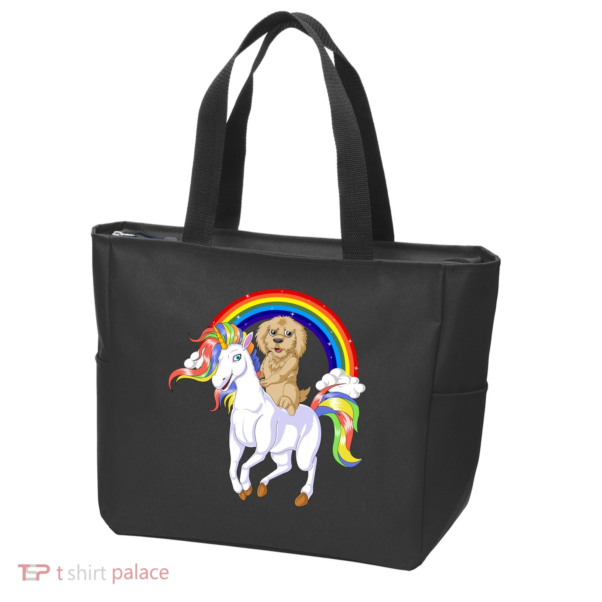 Goldendoodle Riding Unicorn Tote Bag