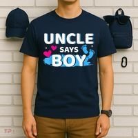  Gender reveal uncle says boy matching family baby party T-Shirt thumb 6