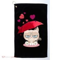 Grump Cat Valentines Day Golf Towel thumb 0
